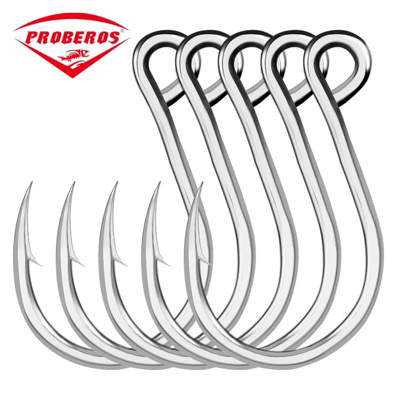 20 hameçons simples de rechange pour leurres de pêche en mer, acier haute teneur en carbone,