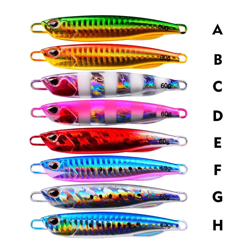 Leurres métal jigging 10g à 60g pour pêche en mer, trolling bar et truite - appâts