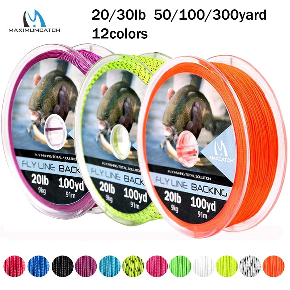 Maximumcatch backing fly line 100-300 yards - Ligne tressée multicolore 20-30LB pour backing de pêche à la mouche