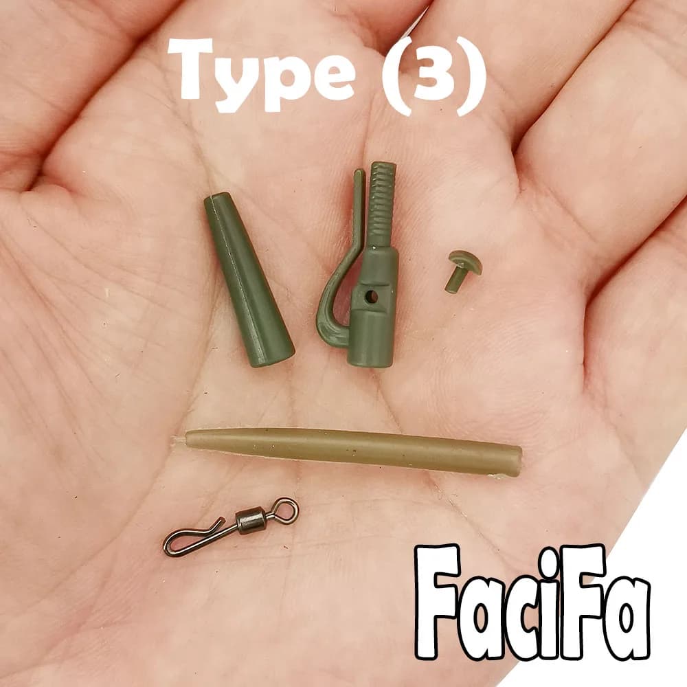 10 sets accessoires carpe avec lead clip, swivels anti-tangle et manchons caoutchouc pour montages