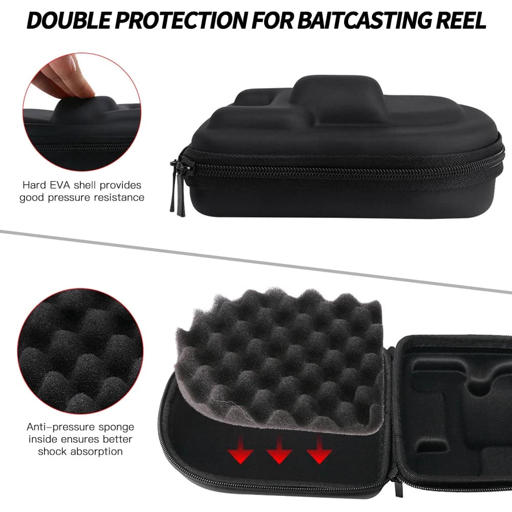 Boîtier protection moulinet pêche étanche EVA : coffret anti-choc avec mousse anti-pression intégrée