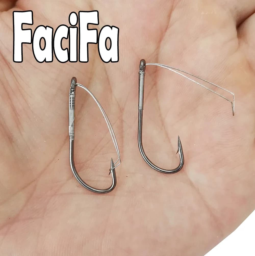 5 hameçons sans herbe en acier haute teneur en carbone pour la pêche au bass avec montage wacky rig
