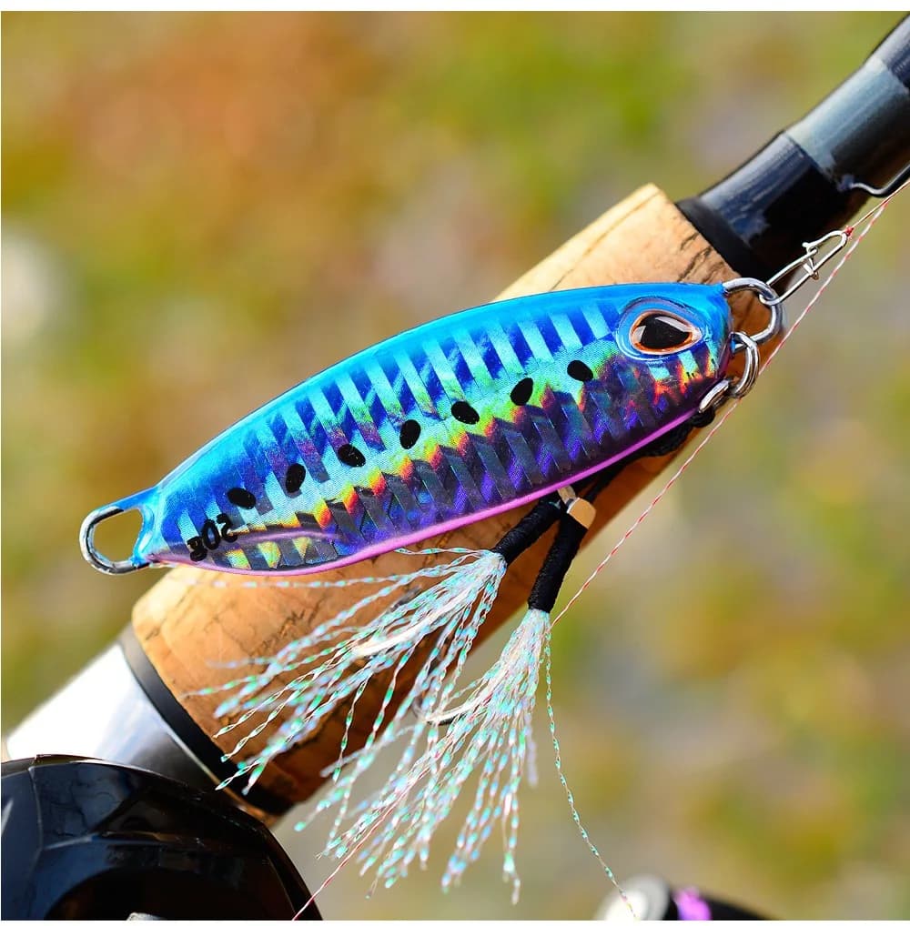 Jigs de pêche 10g à 50g métalliques holographiques - Leurres mer pour bar et carnassiers marins