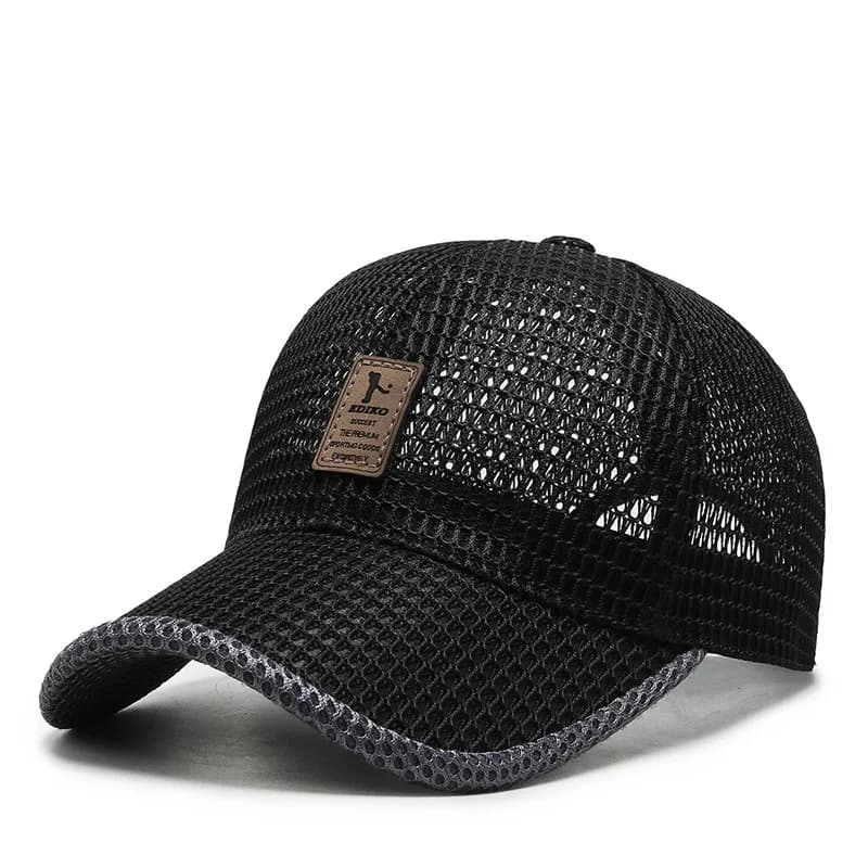 Casquette snapback pêche unisexe noir - Casquette mesh respirante pour pêche sportive et loisirs
