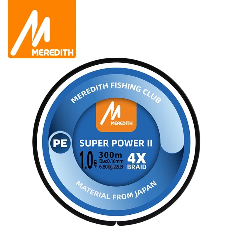 Ligne de pêche tressée MEREDITH 4 brins 300M 15-80LB, multifilament lisse pour leurres et appâts