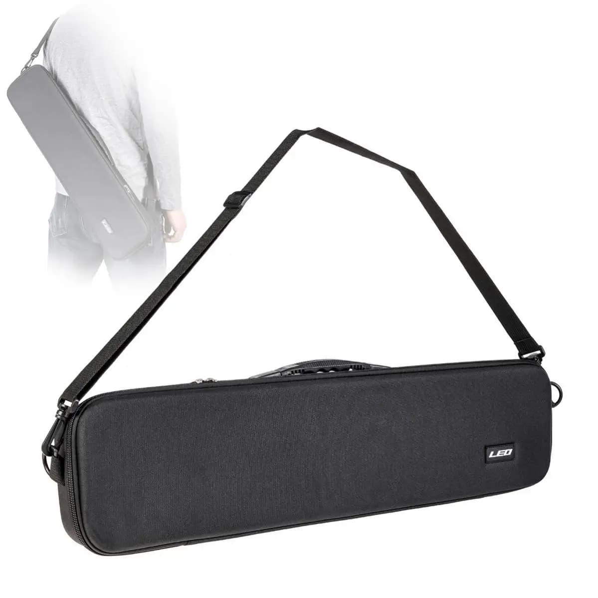 Boîte pêche portable EVA épaisse 64x16x7cm, coffre rigide rangement cannes moulinets leurres outils