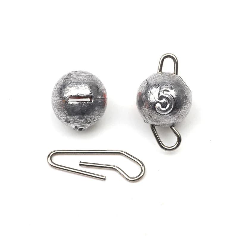 Lot de 5 plombs de pêche bullet et ronds de 3g à 28g avec émerillon pour