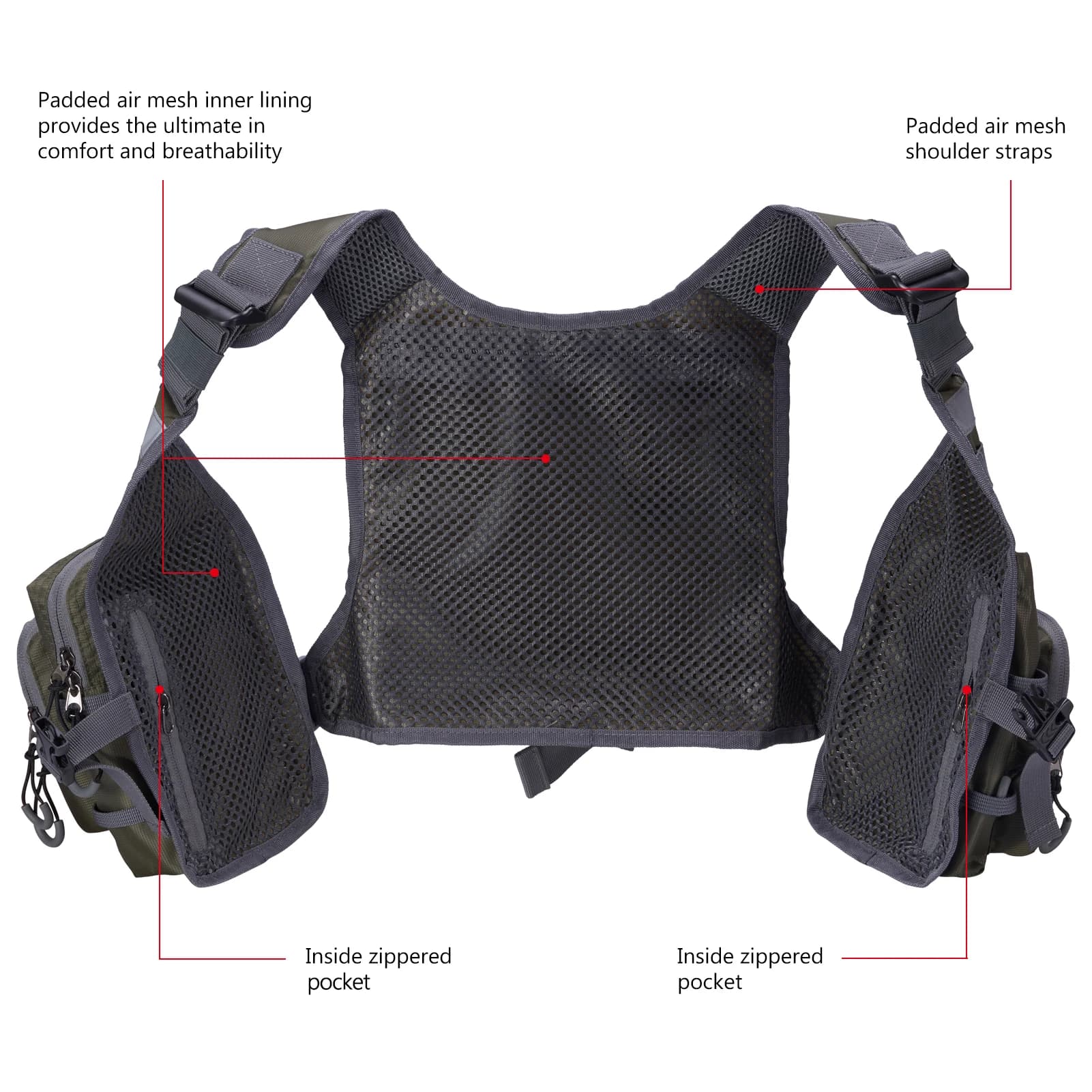 Veste de pêche à la mouche ultra légère Bassdash FV08 pour homme et femme, pack poitrine portable
