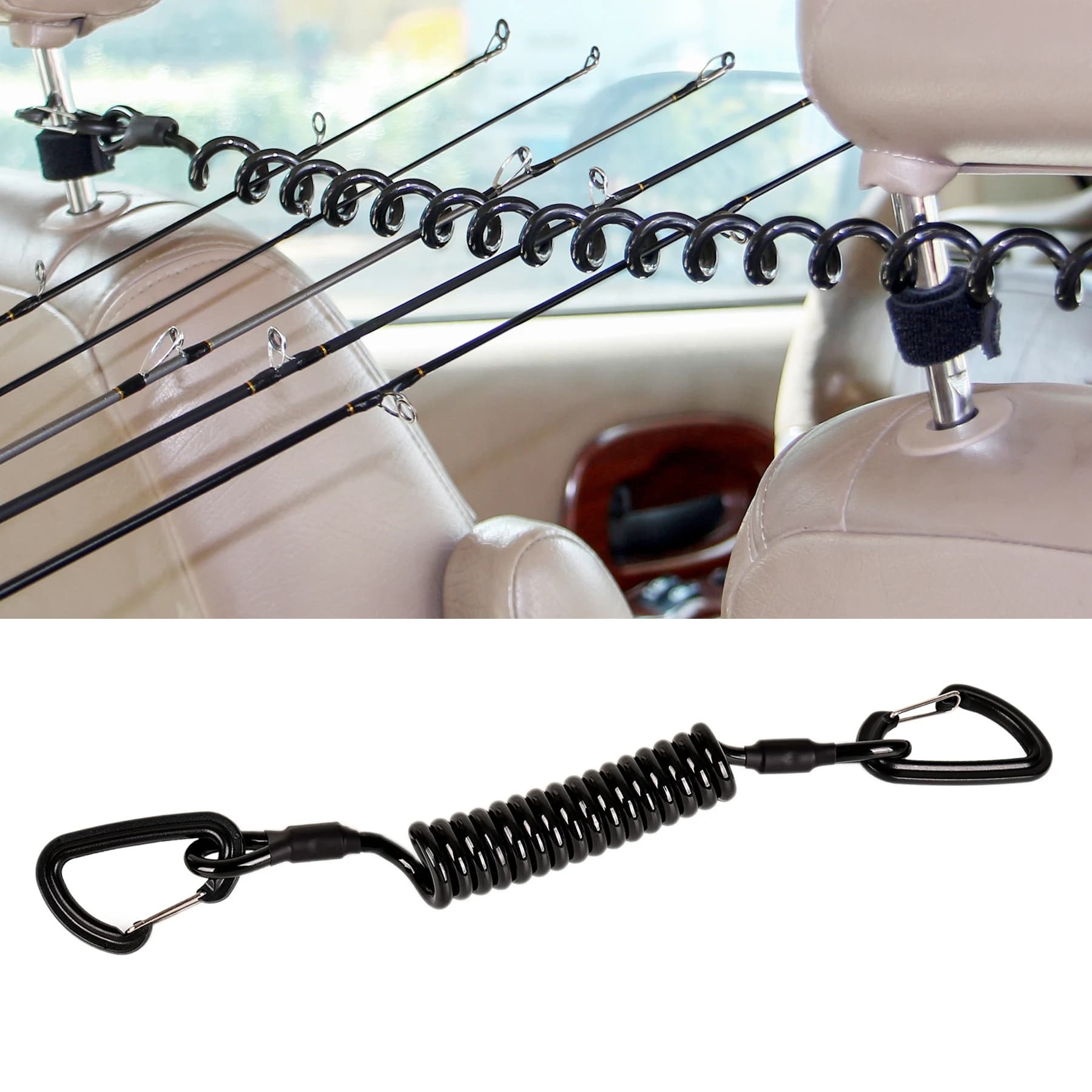 Porte-canne véhicule VTC pêche avec élastique et corde enroulée pour boîte à accessoires et outils