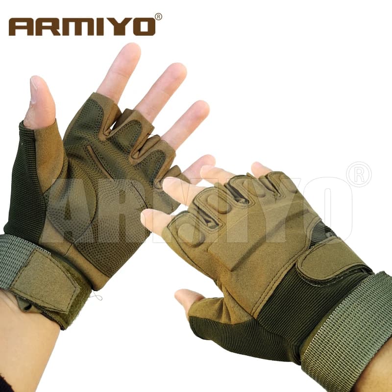 Gants tactiques demi-doigts Armiyo pour pêche sportive, chasse et airsoft - Protection outdoor
