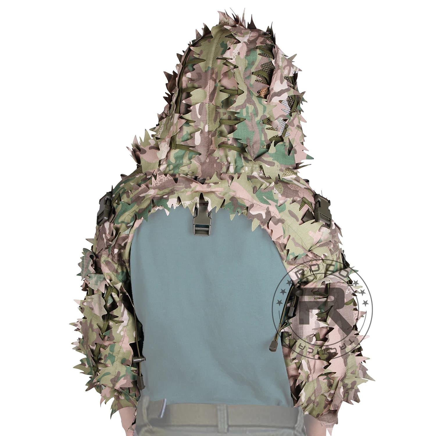 Cagoule Ghillie sniper ROCOTACTICAL respirante feuilles 3D découpées laser - Tenue légère airsoft chasse