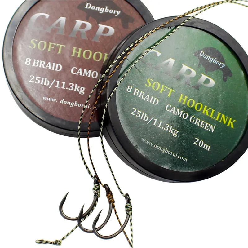 Ligne de pêche à la carpe 20m tresse 8 brins souple pour hair rig sans revêtement