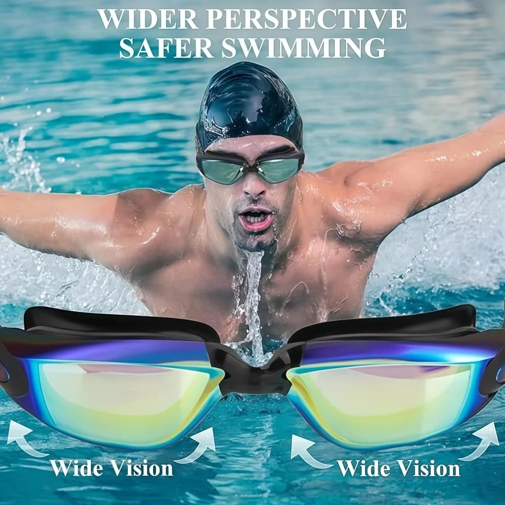 Lunettes de natation complètes avec pince-nez et bouchons - Anti-buée UV étanches - Homme femme