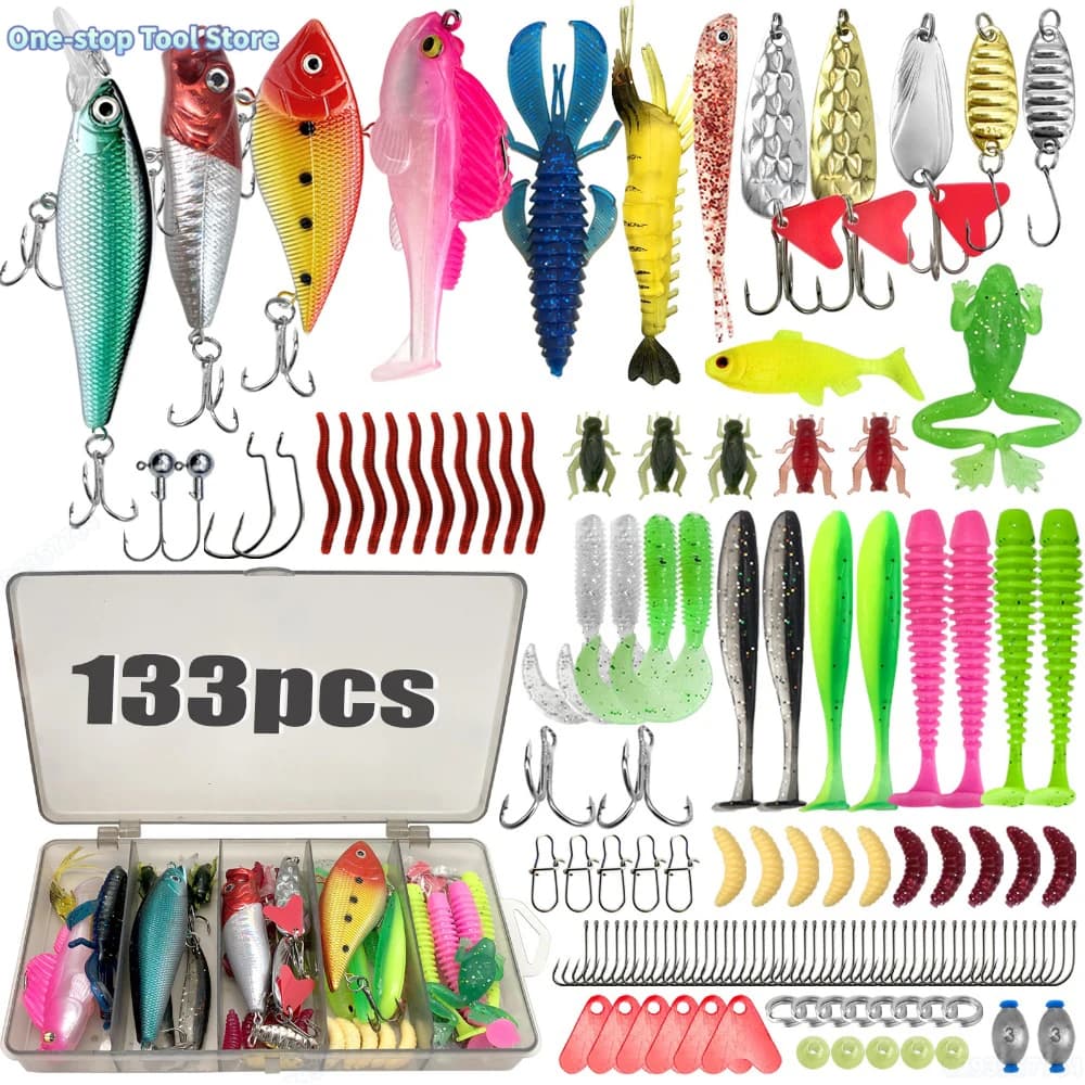Mega kit 83 à 193 leurres pour truite brochet et bar - boîte de pêche organisée avec étages