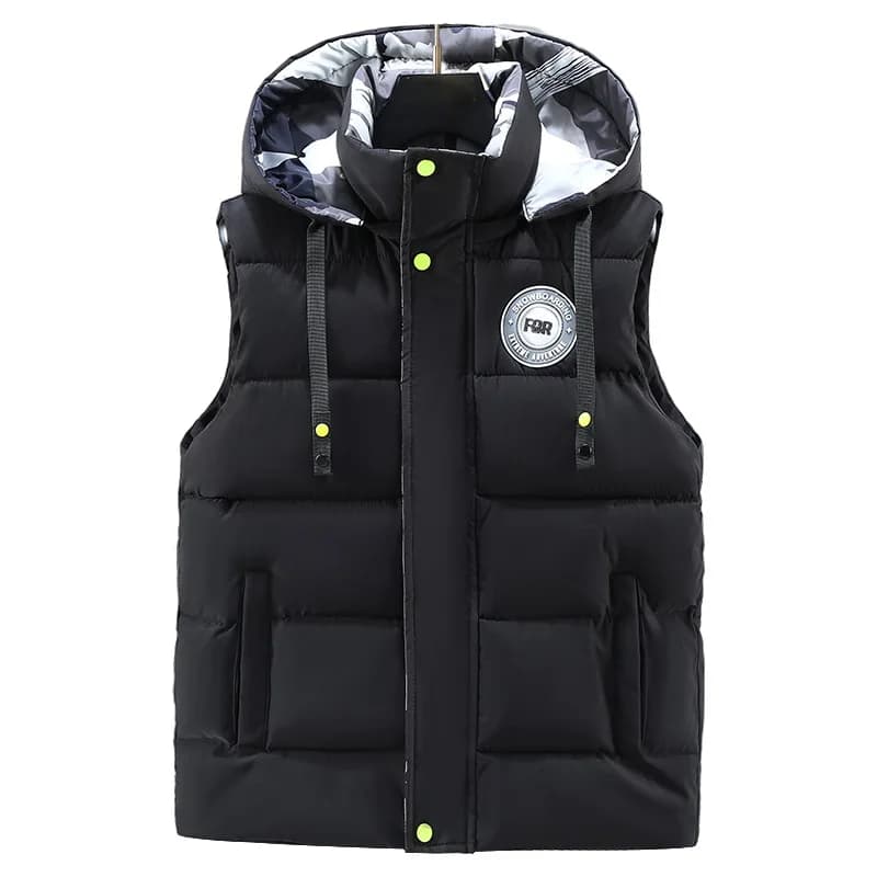 Veste sans manches chaude homme avec capuche pour l'hiver léger plus taille travail décontracté
