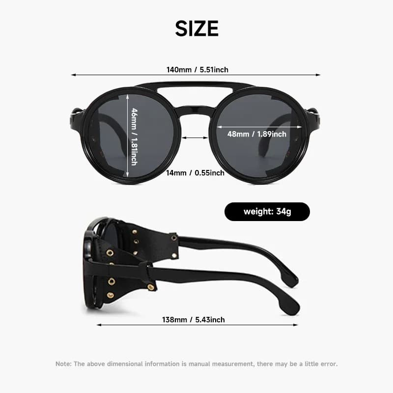 Lunettes de soleil rétro steampunk homme femme UV400 - Style vintage cuir pour sports extérieurs