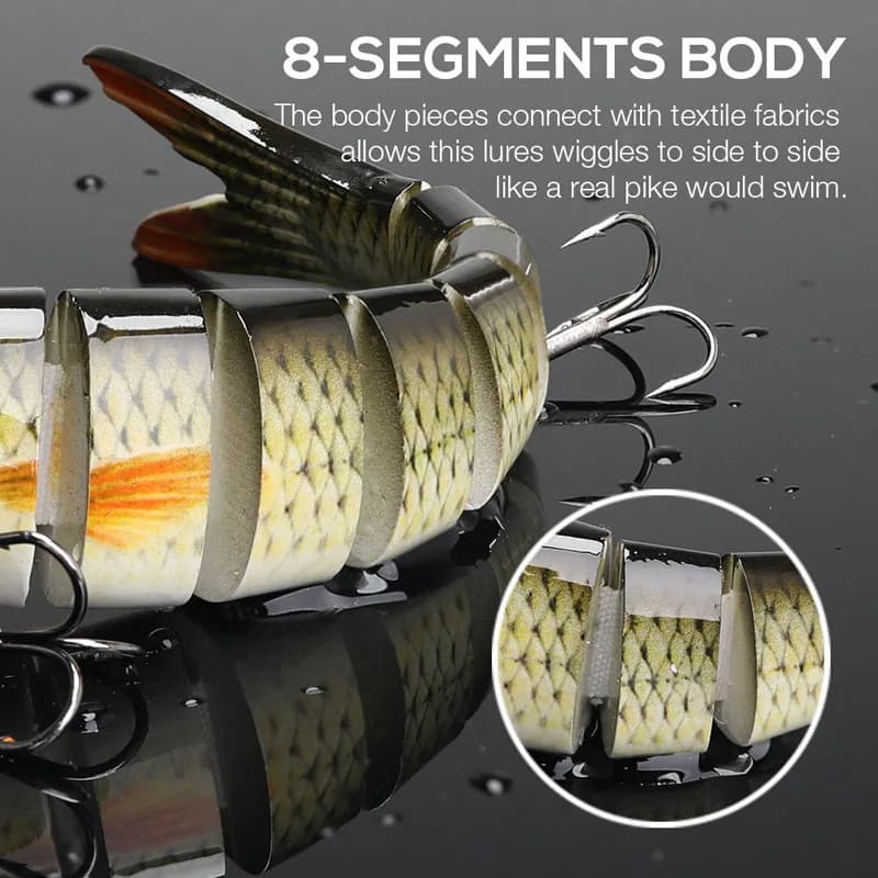 Leurre de pêche multi-articulé swimbait crankbait coulant lent bionique pour truite et perche eau douce