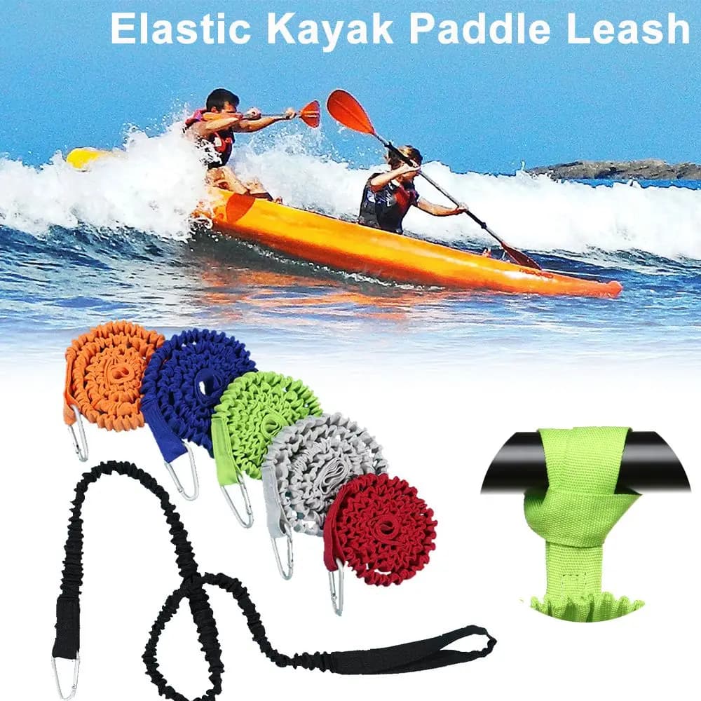 Laisse élastique réglable sécurité kayak canoë pagaie canne à pêche mousqueton pêche