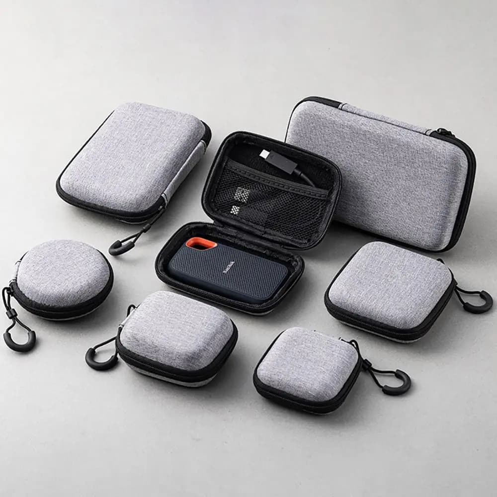 Pochette EVA mini zippée pour Airpods - Étui écouteurs câble charge accessoires numériques portable