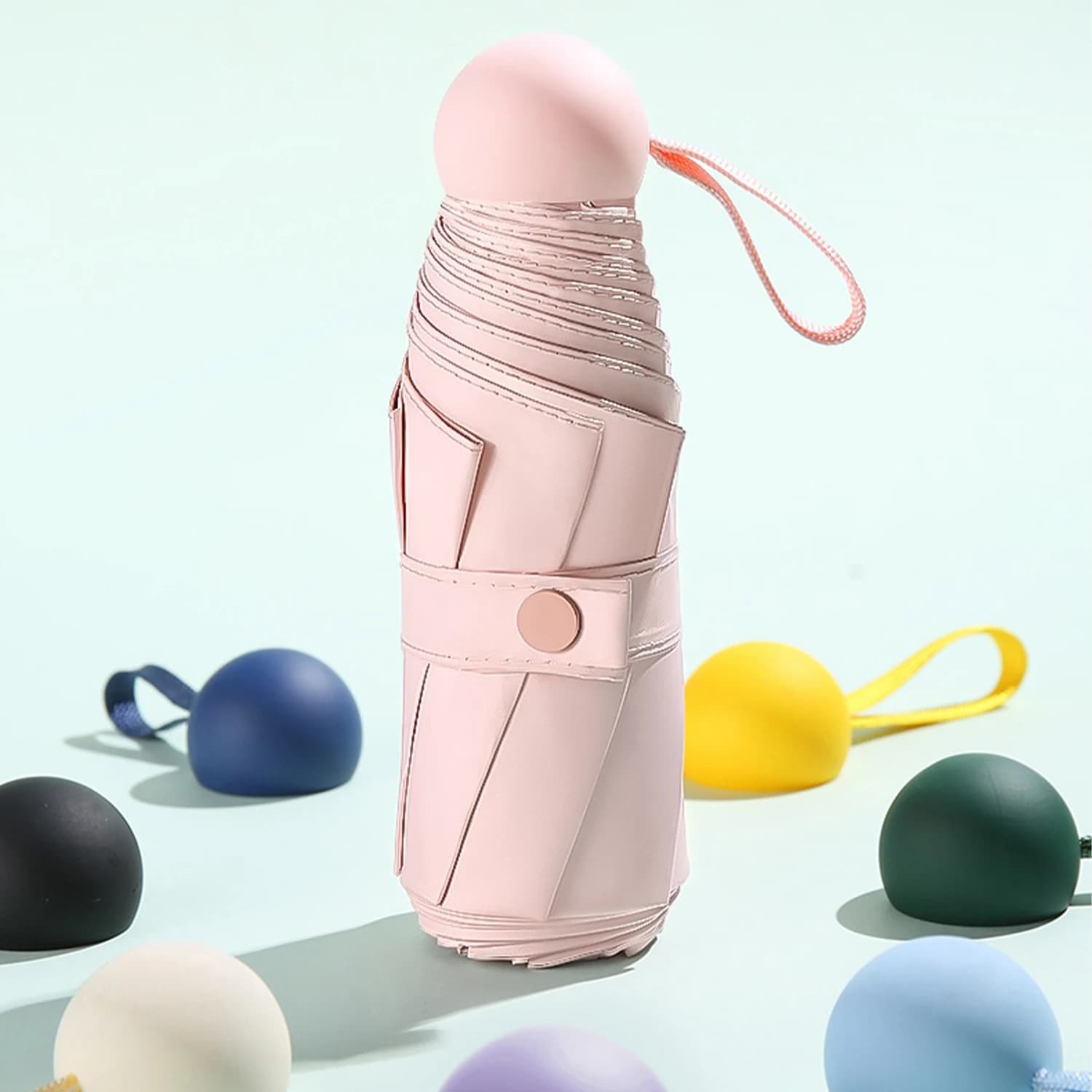 Parapluie pliable mini anti-UV avec boîtier - Double usage soleil et pluie portable