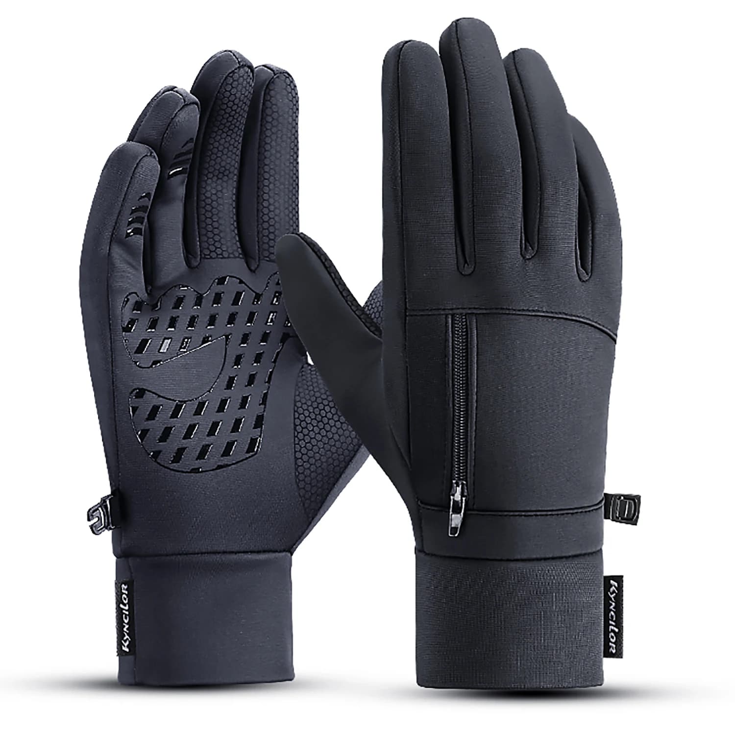 Gants hiver homme écran tactile unisexe imperméables antivent chauds vélo sport zip mode