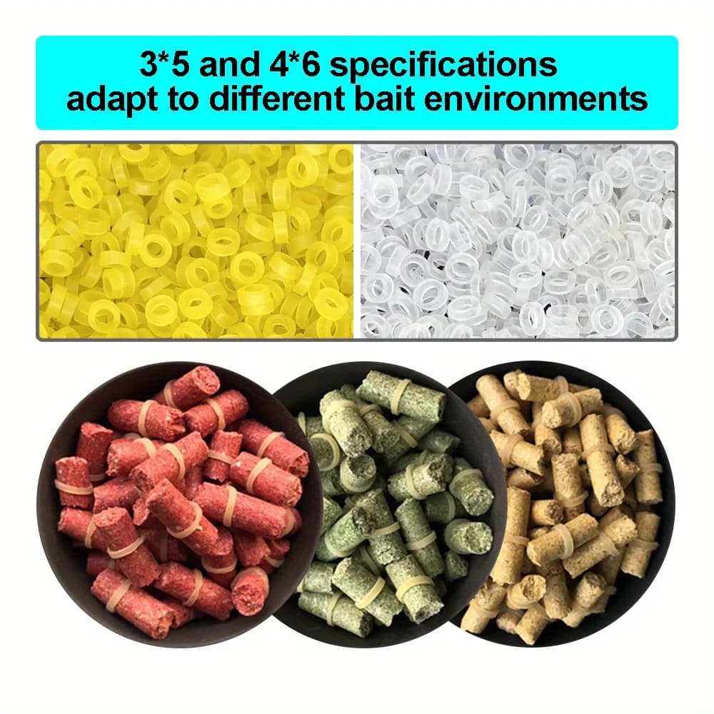 300 à 1000 élastiques anneaux caoutchouc pour montage vers appâts pellets pêche au coup et carpe
