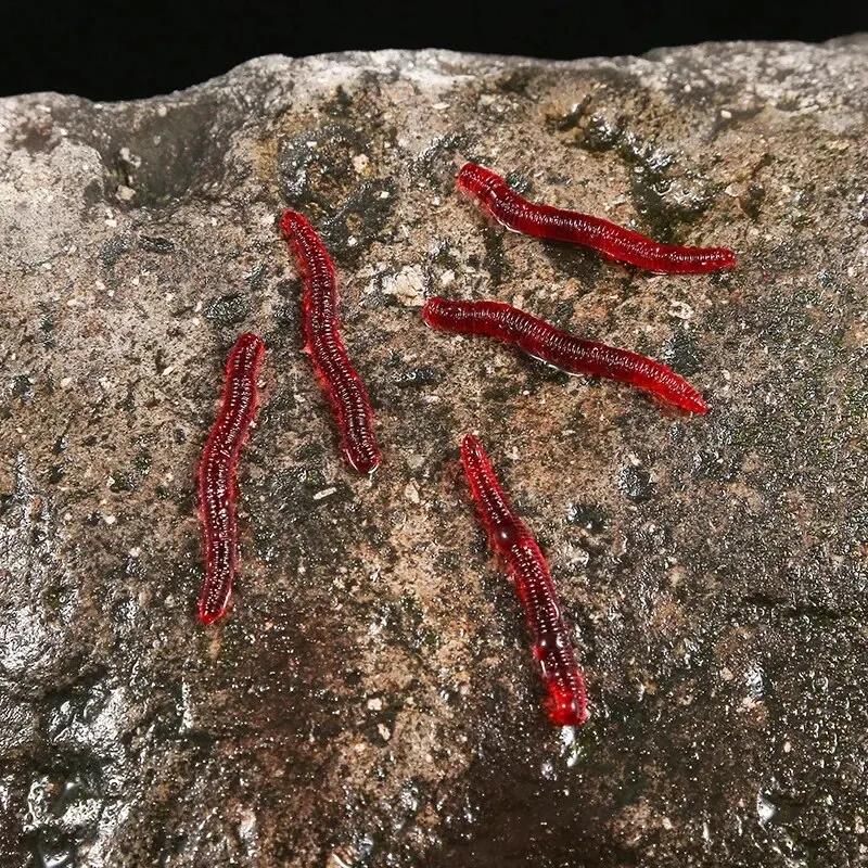 Leurre bionique ver rouge 100 pièces 3.5cm gel de silice - Appât fishing réaliste pour pêche au leurre