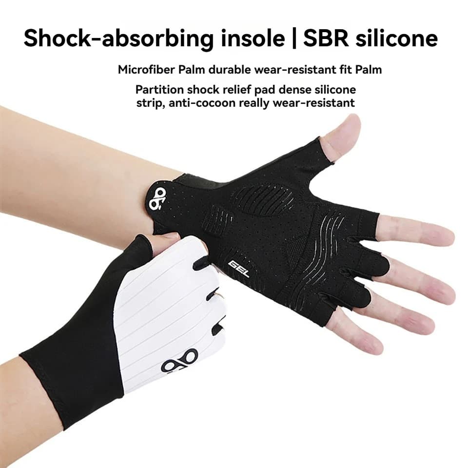 Gants vélo été doigts coupés MTB rembourrés anti-dérapants absorption chocs pêche
