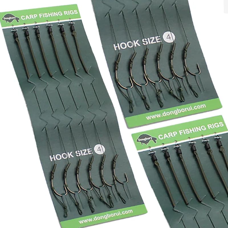 Kit 6 montages carp prêts à pêcher tailles 2 à 8 pour débutants pêche étang et lac