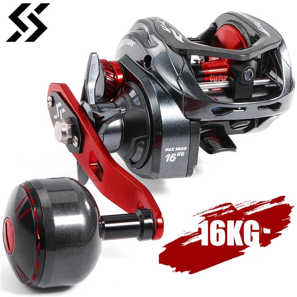Moulinet casting Sougayilang CDS 400 6.5:1 frein 16KG corps fibre carbone pour pêche lourde leurres