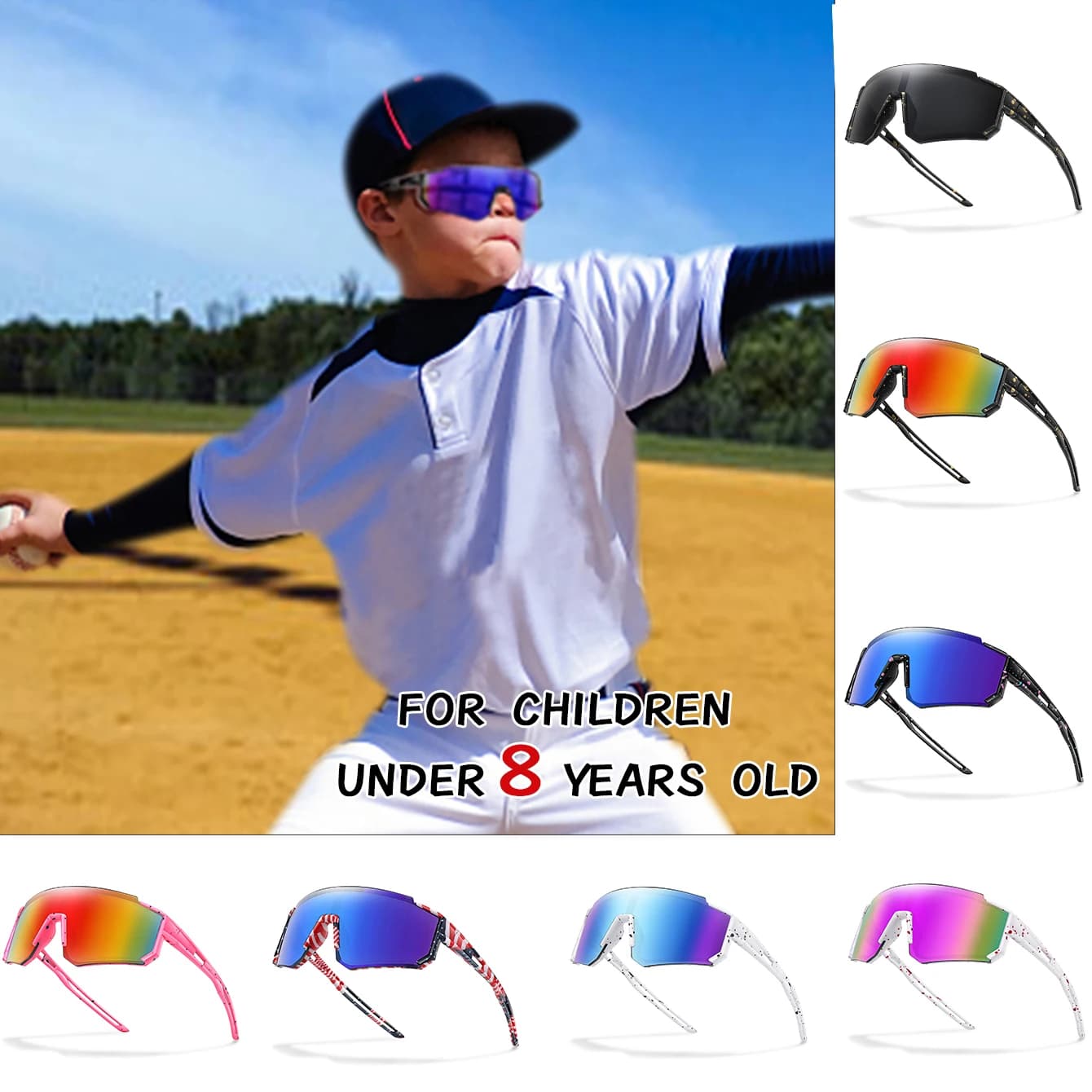 Lot 6 paires lunettes pêche jeunes 9-14 ans protection UV pour initiation pêche famille