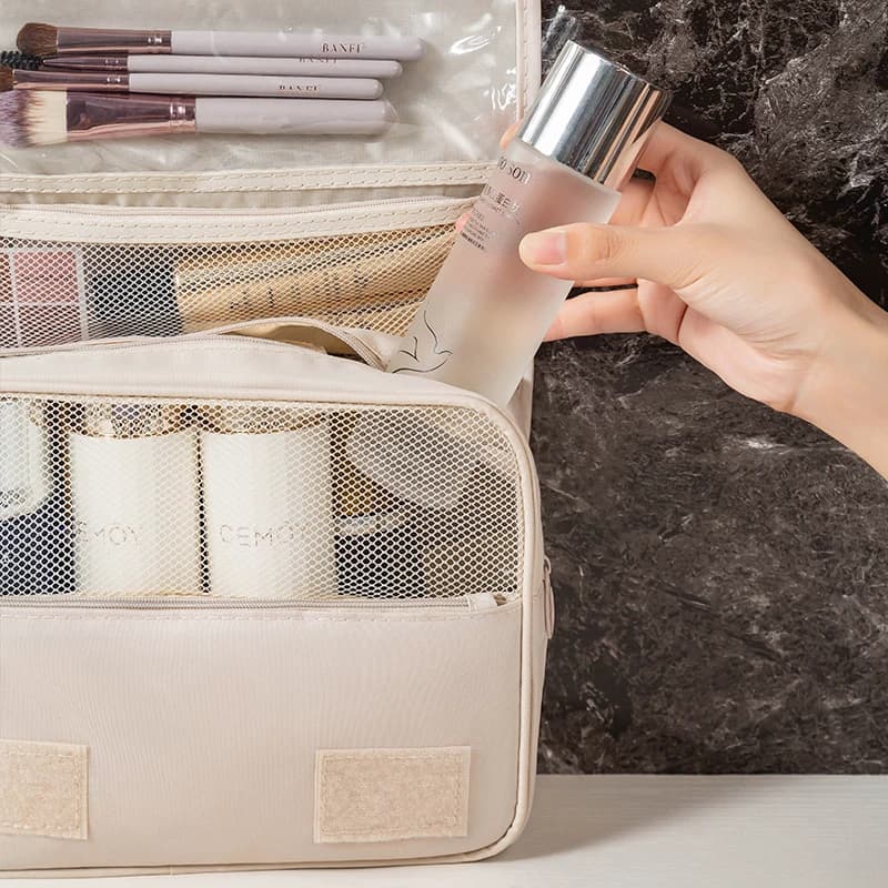 Sac de voyage multifonction avec crochets pour cosmétiques et produits de toilette - organisation pratique