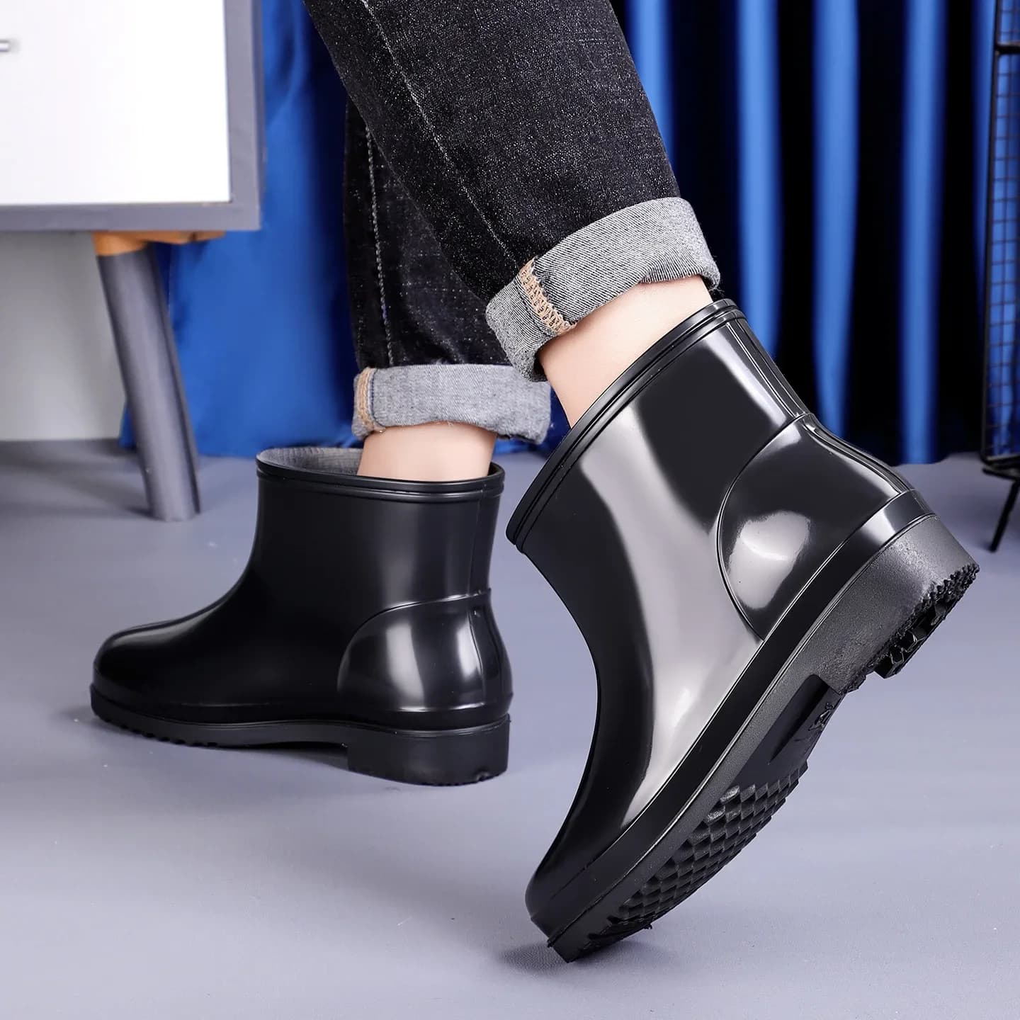 Bottes de pluie hautes renforcées pour homme - Chaussures PVC anti-dérapantes pour chantier durable