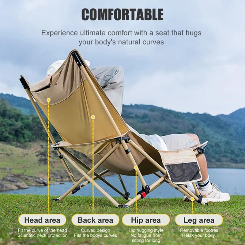 Chaise longue pliante WESTTUNE pêche ajustable avec repose-tête camping plage