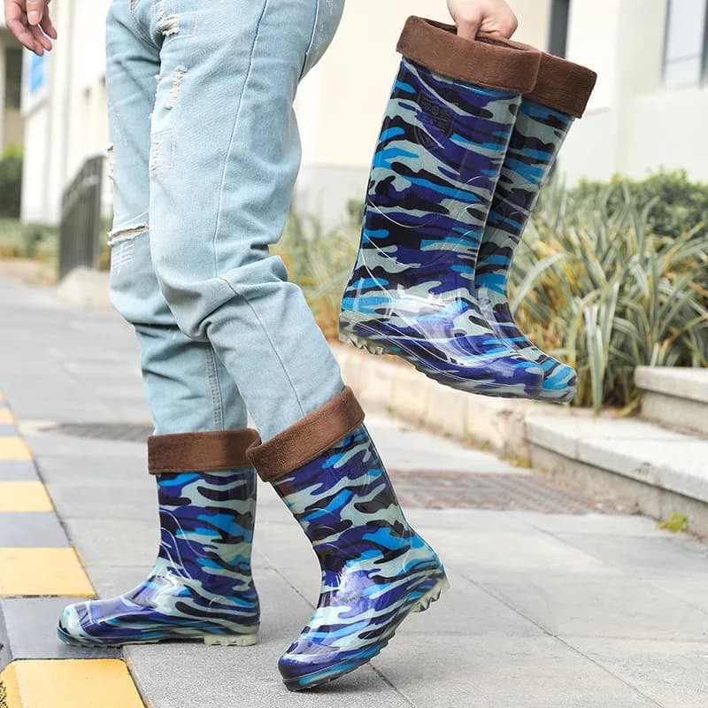 Bottes camouflage militaire haute pêche étanches - Chaussures PVC transparentes anti-dérapantes hommes femmes