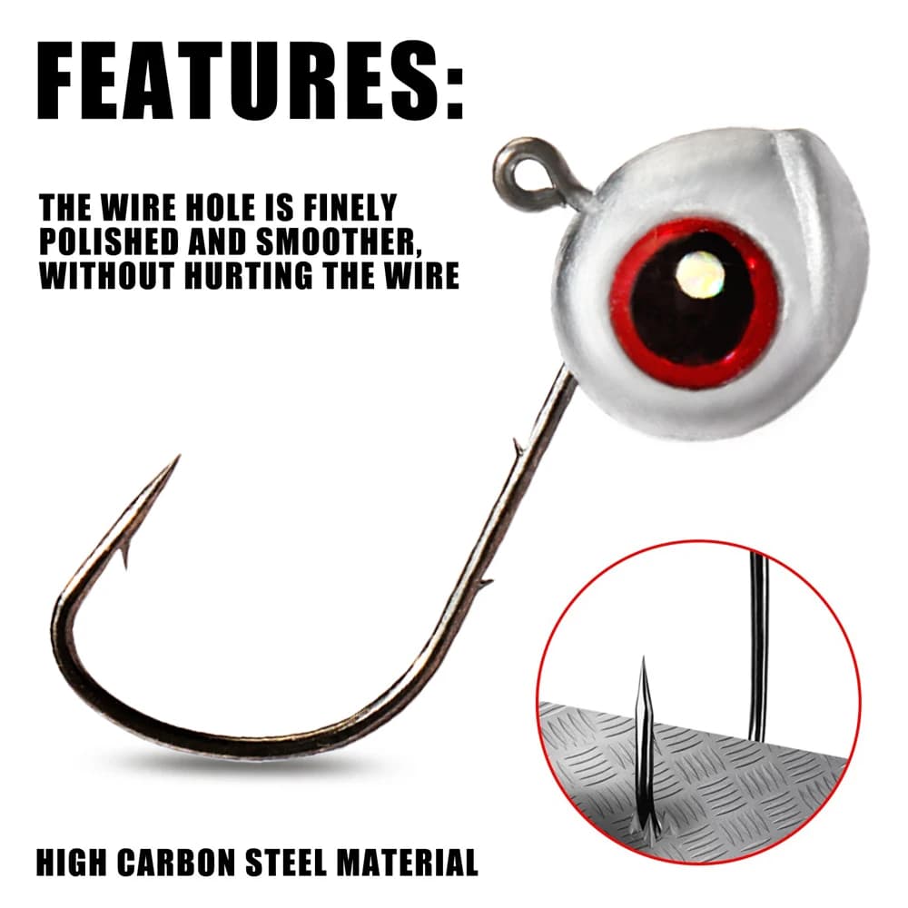10 hameçons jig tête plombée 2.5g à 5g pour montage Ned rig - leurres souples T-tail
