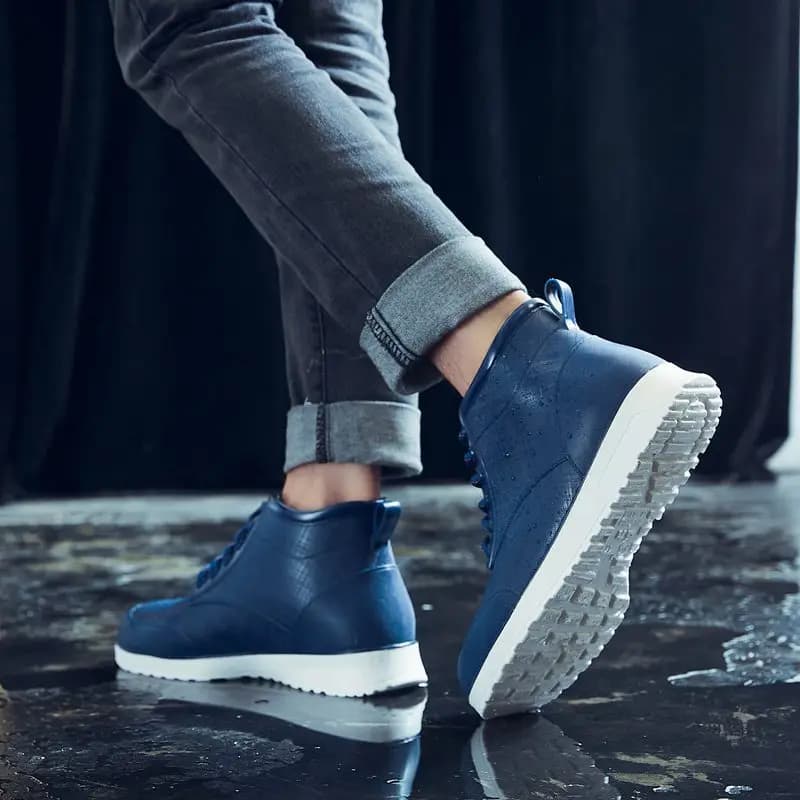 Bottes de pluie lacées homme extérieur anti-dérapantes étanches couple cheville plateforme