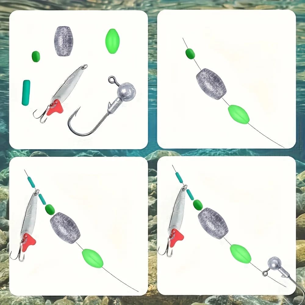 200 perles luminescentes vertes pour flotteurs de pêche - Accessoires leurres ovales
