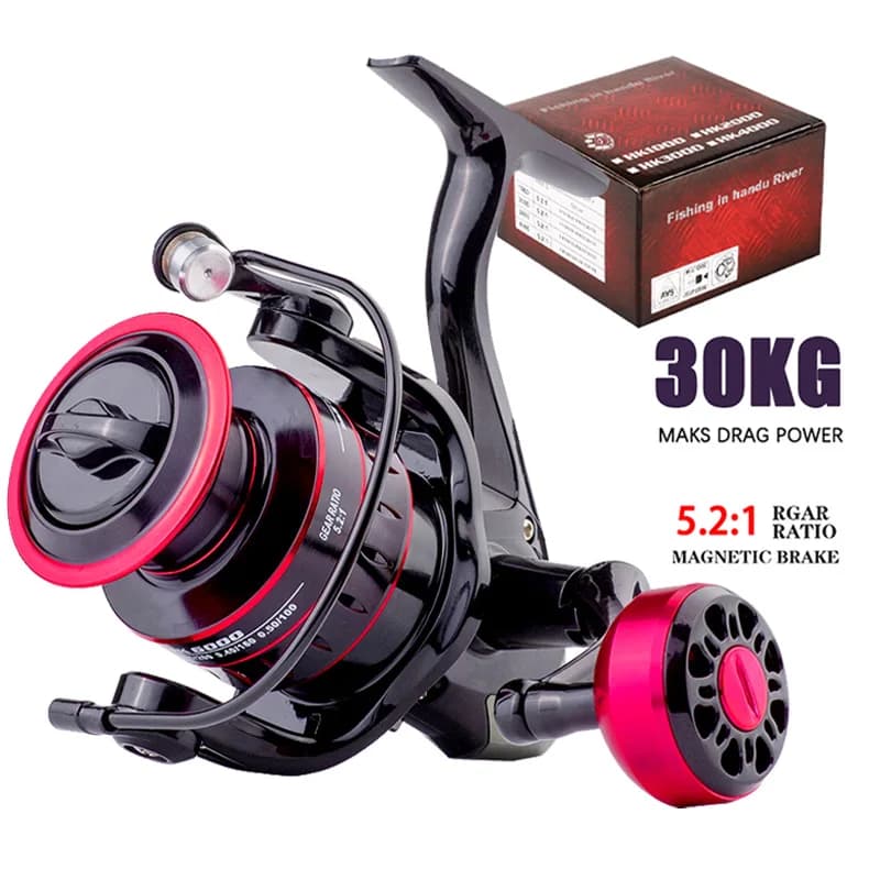 Moulinet spinning Max Drag 30KG New Max Drag - Poignée interchangeable droite/gauche - Ratio 5.2:1 haute vitesse