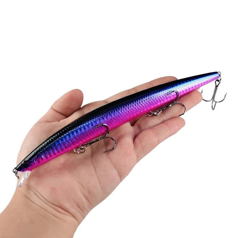 Leurre de pêche Minnow Laser Dur 18cm 24g avec yeux 3D et hameçons affûtés pour la