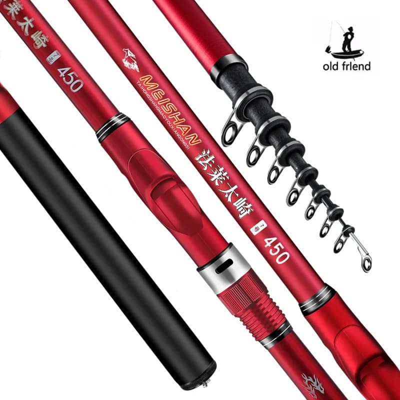 Canne pêche roche carbone 5.3M 6.0M ultra-légère Old Friend pour carpe surf télescopique mer