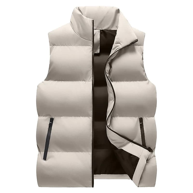 Veste sans manches chaude homme hiver en coton épais, coupe-vent et décontractée