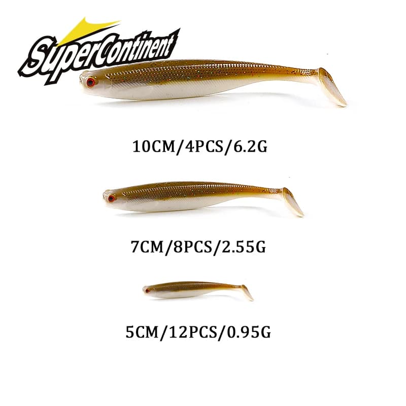 Leurre souple ShadTeez T-tail 3D yeux pour brochet sandre et carnassiers - 50mm 70mm 100mm