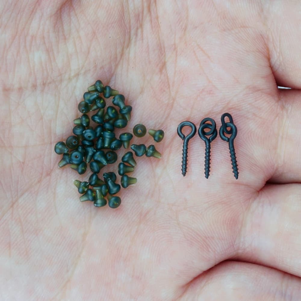 70 pièces accessoires pêche carpe : stoppers caoutchouc pour montages Ronnie rig