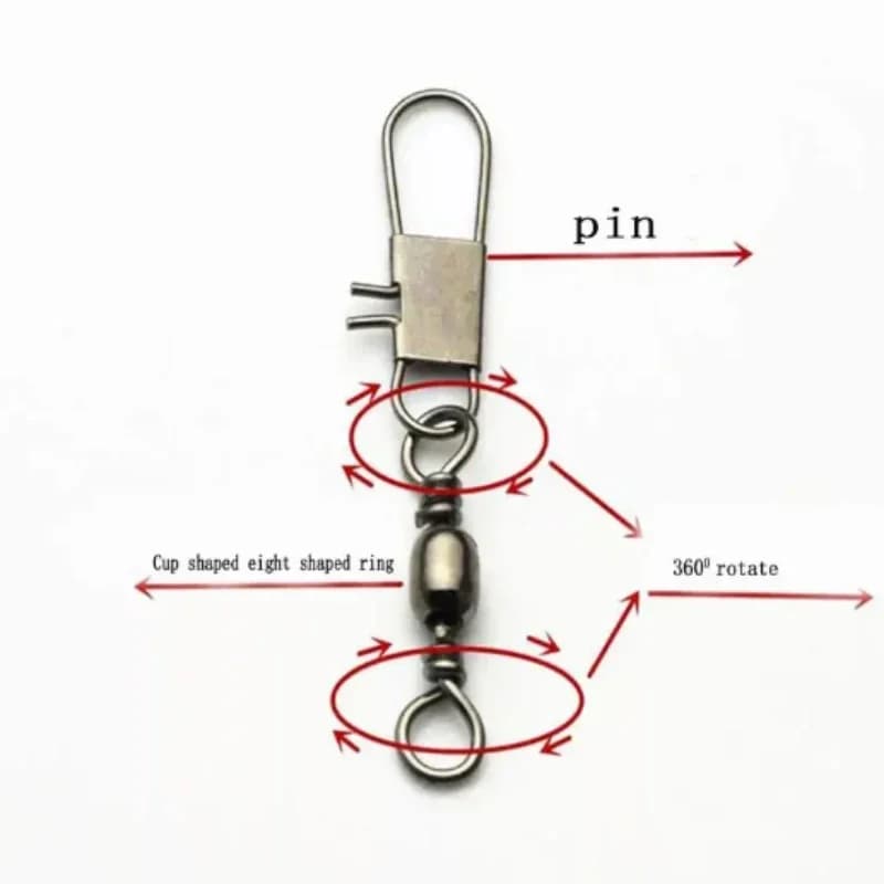 Lot de 100 émerillons à roulement à billes avec clip Fastlock pour la pêche, accessoires de pêche résistants