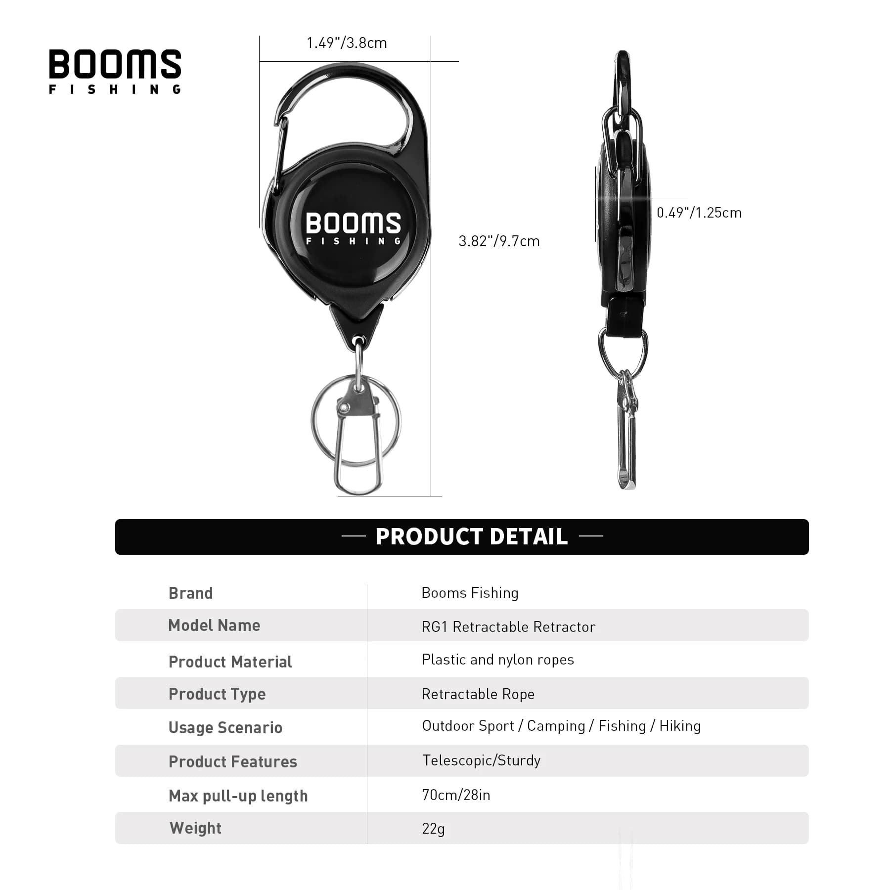 Porte-badge de pêche rétractable 2 pièces avec ressort anti-rouille et clip rapide pour mouches et accessoires