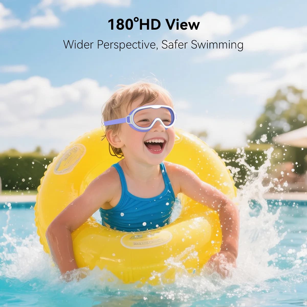 Lunettes de natation enfant 3-15 ans grande monture étanches vision large anti-buée UV réglables
