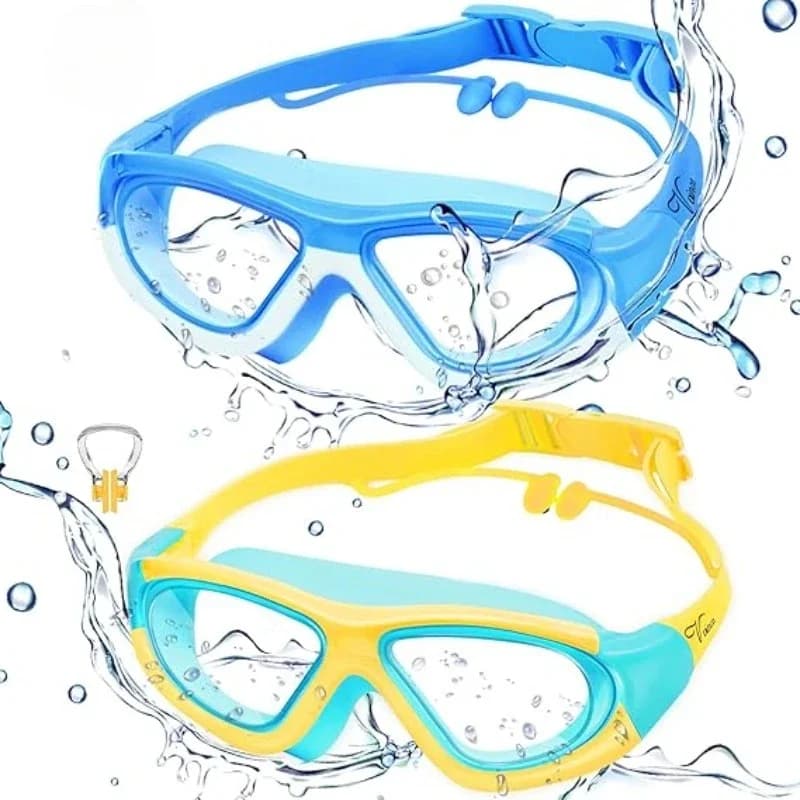 Lunettes de natation enfants anti-buée grand cadre UV étanches 3-15 ans - Entraînement piscine plage