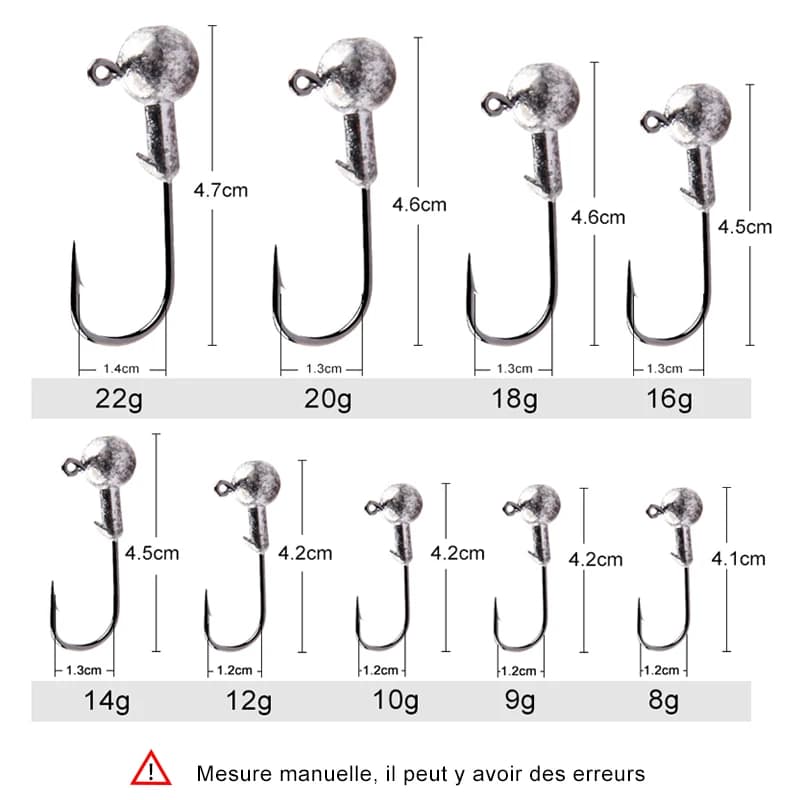 Tête plombée Jig MEREDITH 1g à 22g pour pêche du brochet et leurres