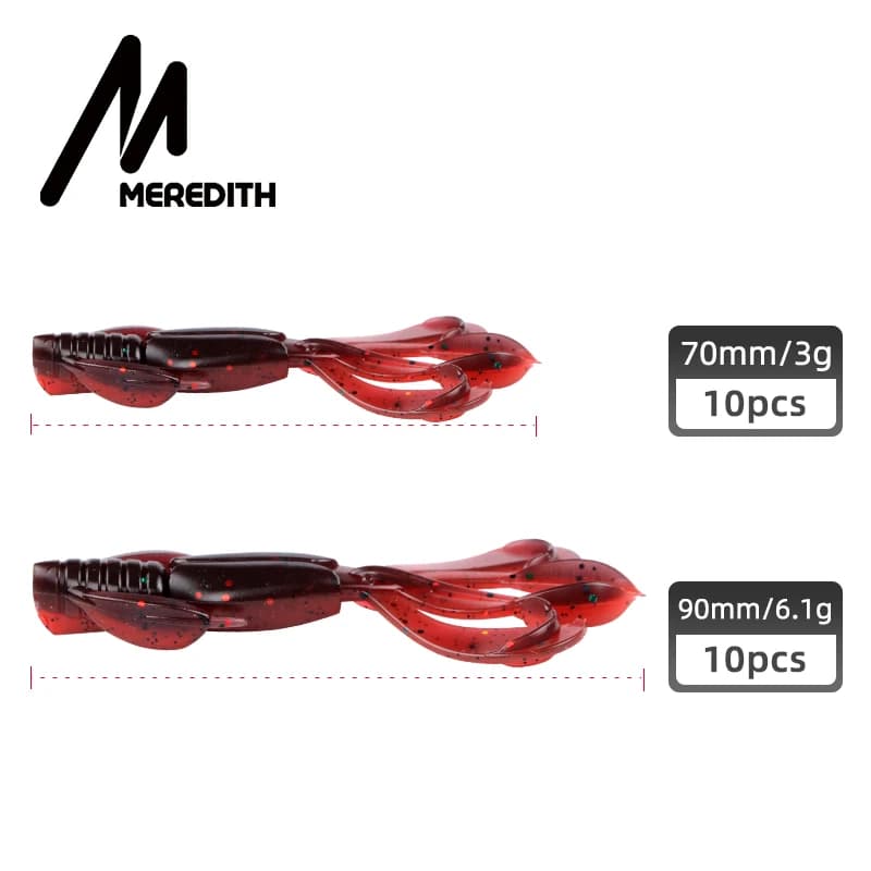 Leurres souples MEREDITH Crazy Flapper 70mm - 10 leurres silicone crevette pour pêche du bar et carnassiers